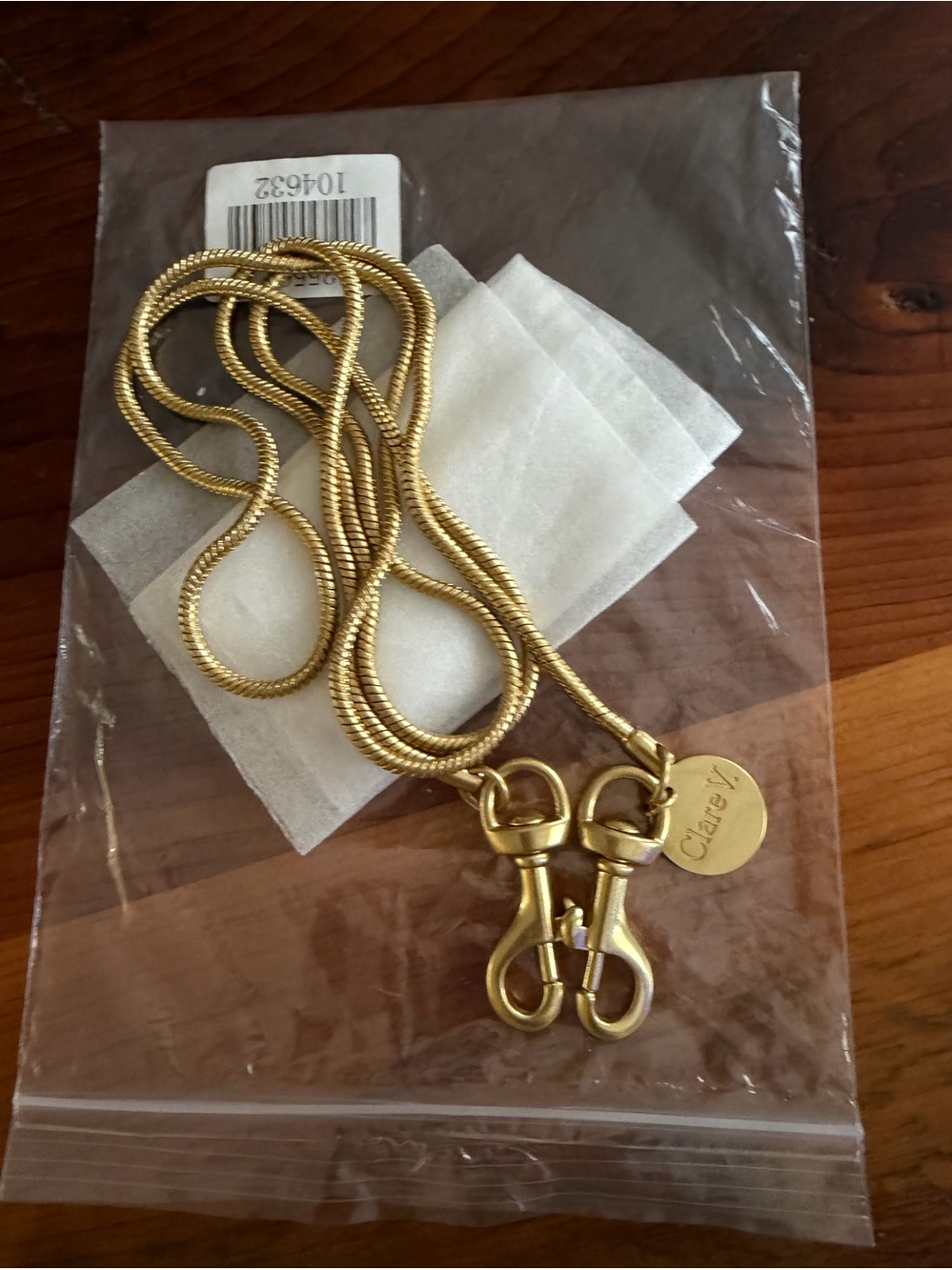 Clare V Vintage Gold Snakechain Strap. NWT - Picture 7 of 8